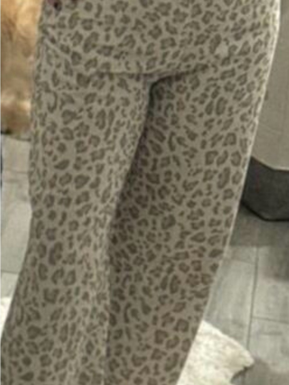 SHEIN Taupe Leopard Wide-Leg Pants Jeans